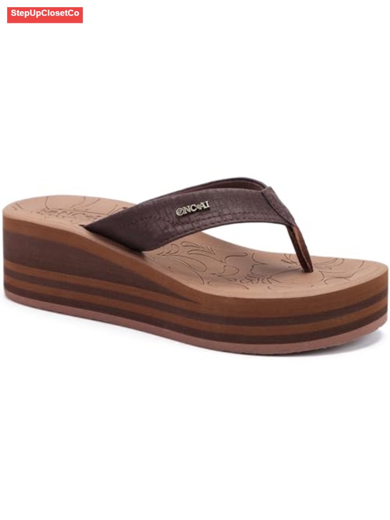 Platform Wedge Flip Flops Chunky Heel Sandals With Rubber Soles